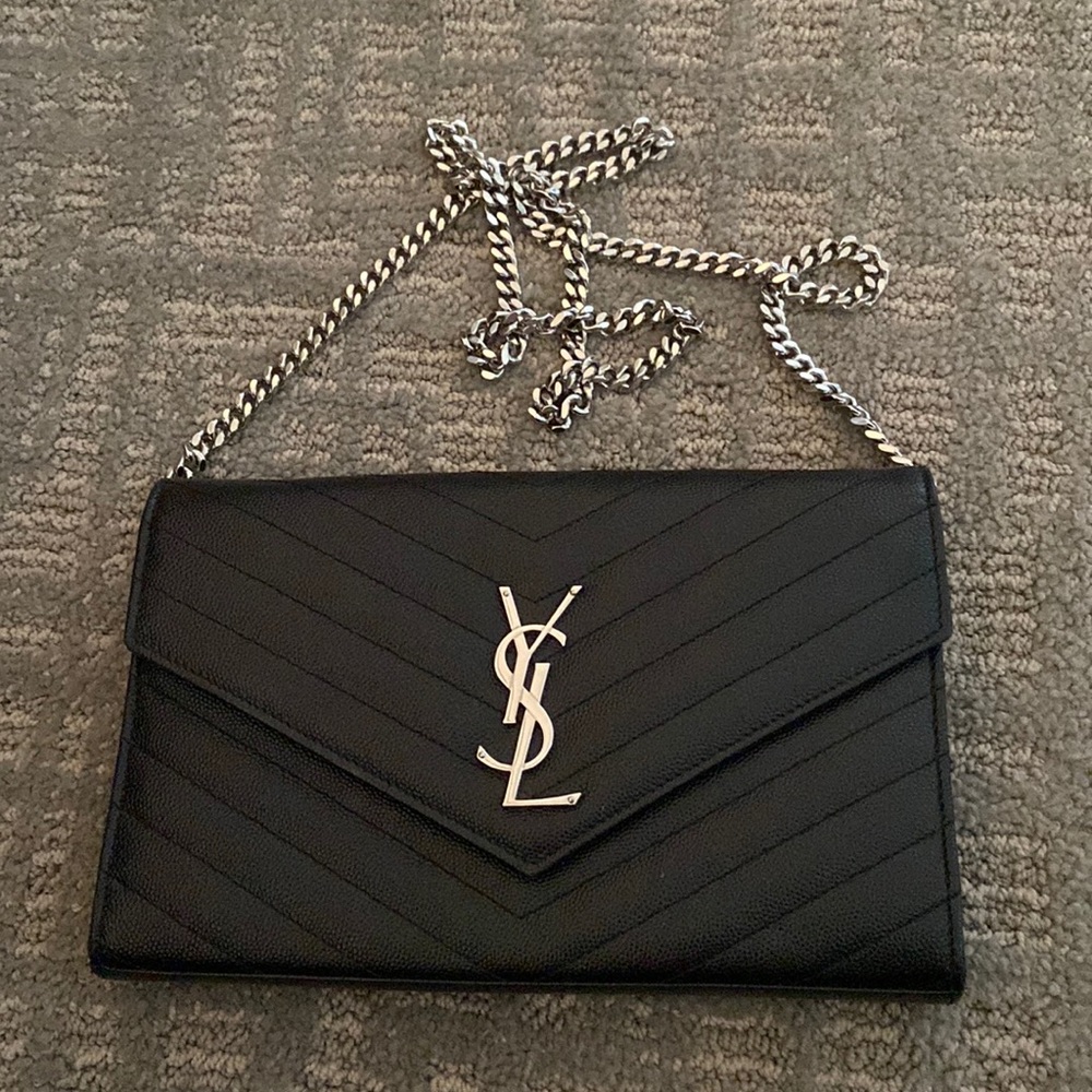 YSL wallet on chain w/ silver hardware